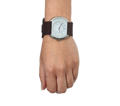Montre GPS femme avec bracelet brun et cadran blanc